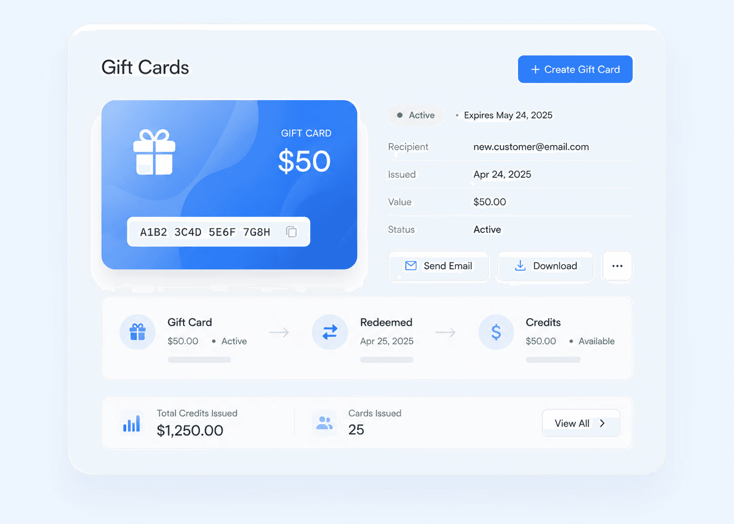 Commerce events screen